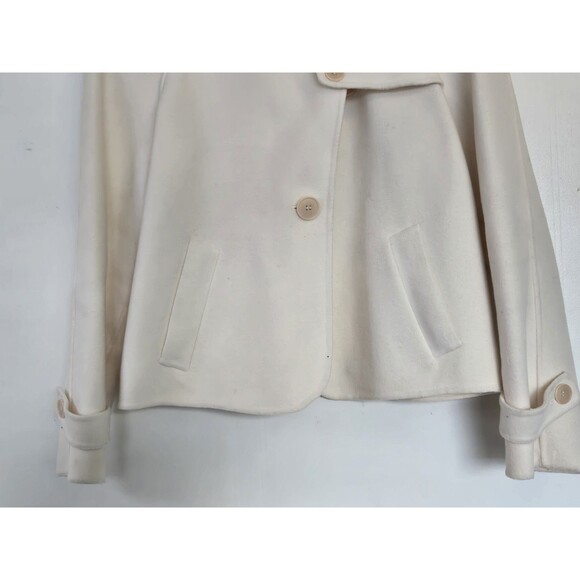 Talbots Coat Womens 10P Cropped White Wool Blend Peacoat Winter Old Money Classy - Picture 3 of 9